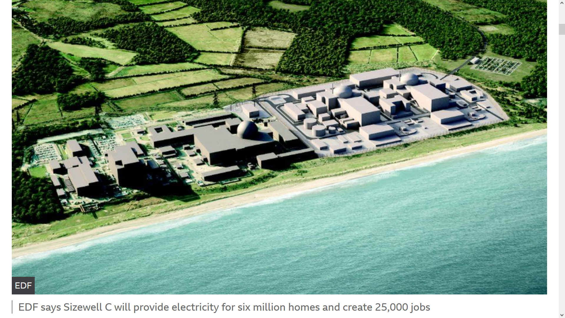 Sizewell C artists impression, proposed nuclear power station