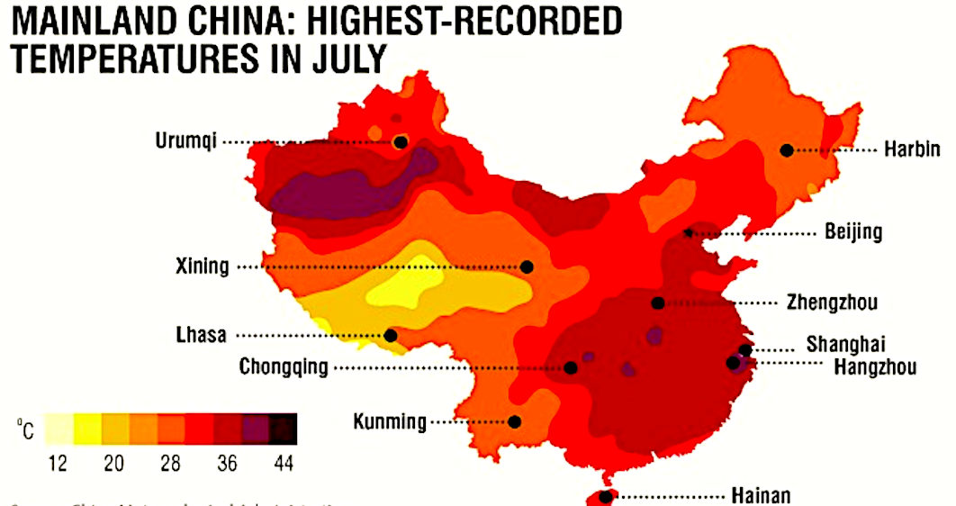 Mainland China, heatwaves