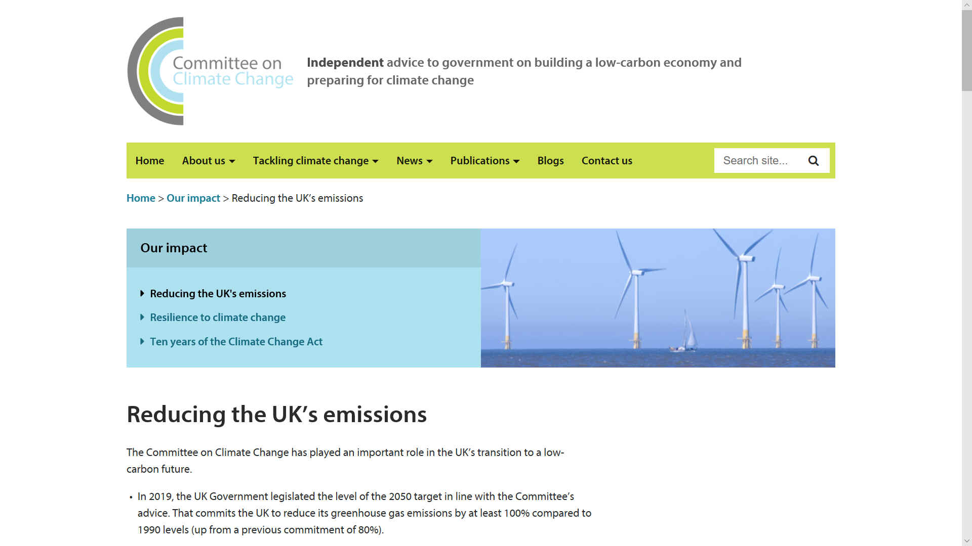 The Committee on Climate Change UK advisory service