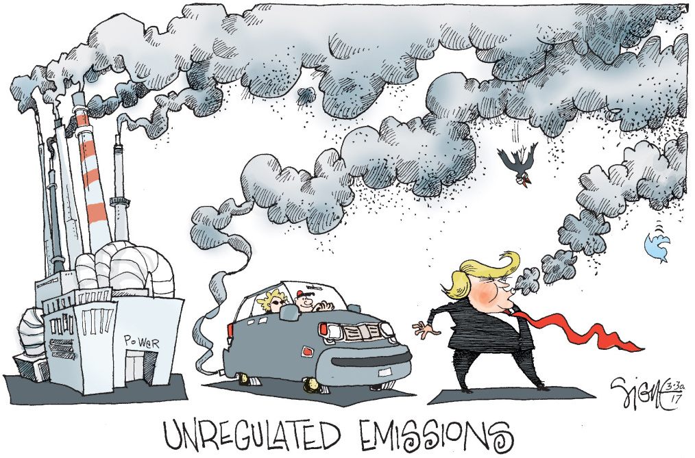 Trump smog emissions fossil fuel addiction increases global warming