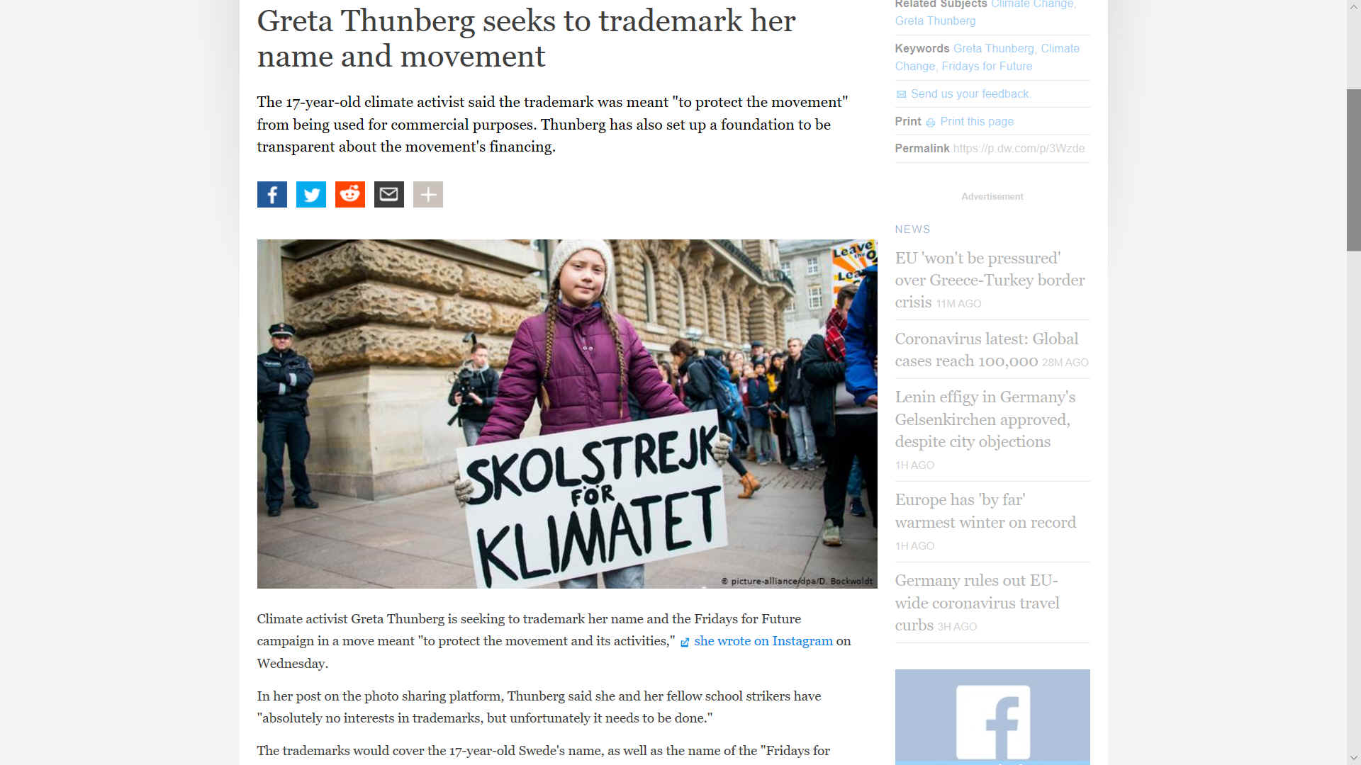 Greta Thunberg wants to see her name in trademarked lights