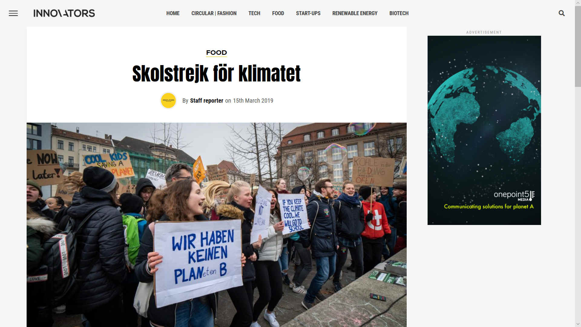 Skolstrejk for klimatet means schools strike for the climate