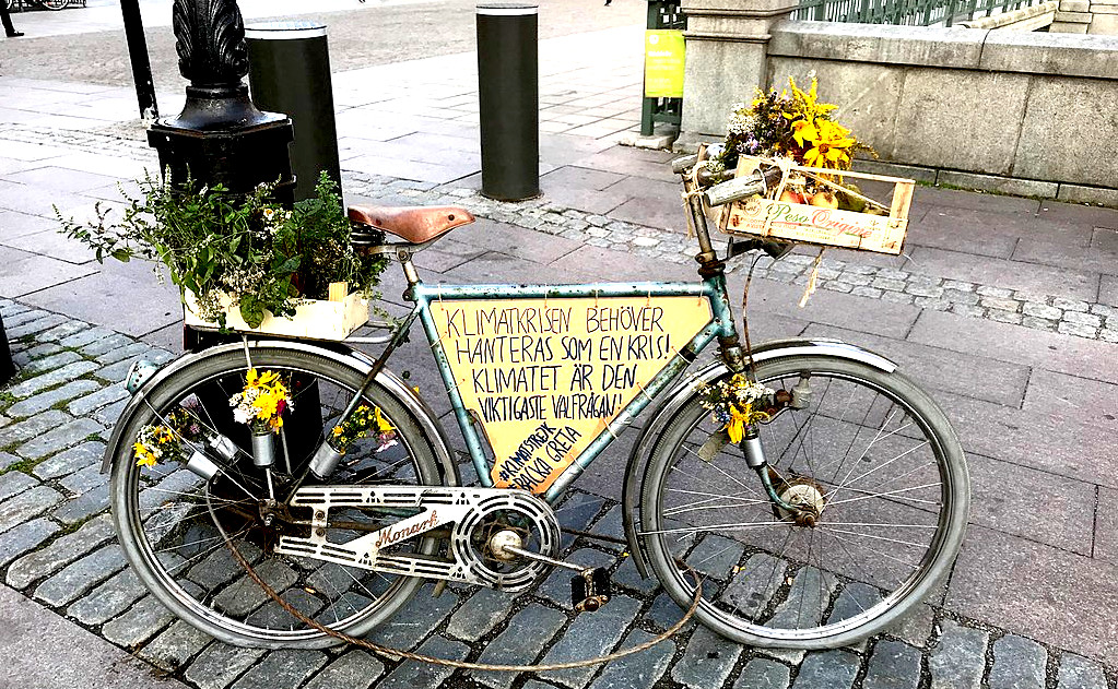 Greta Thunberg's bike outside Sweden's parliament