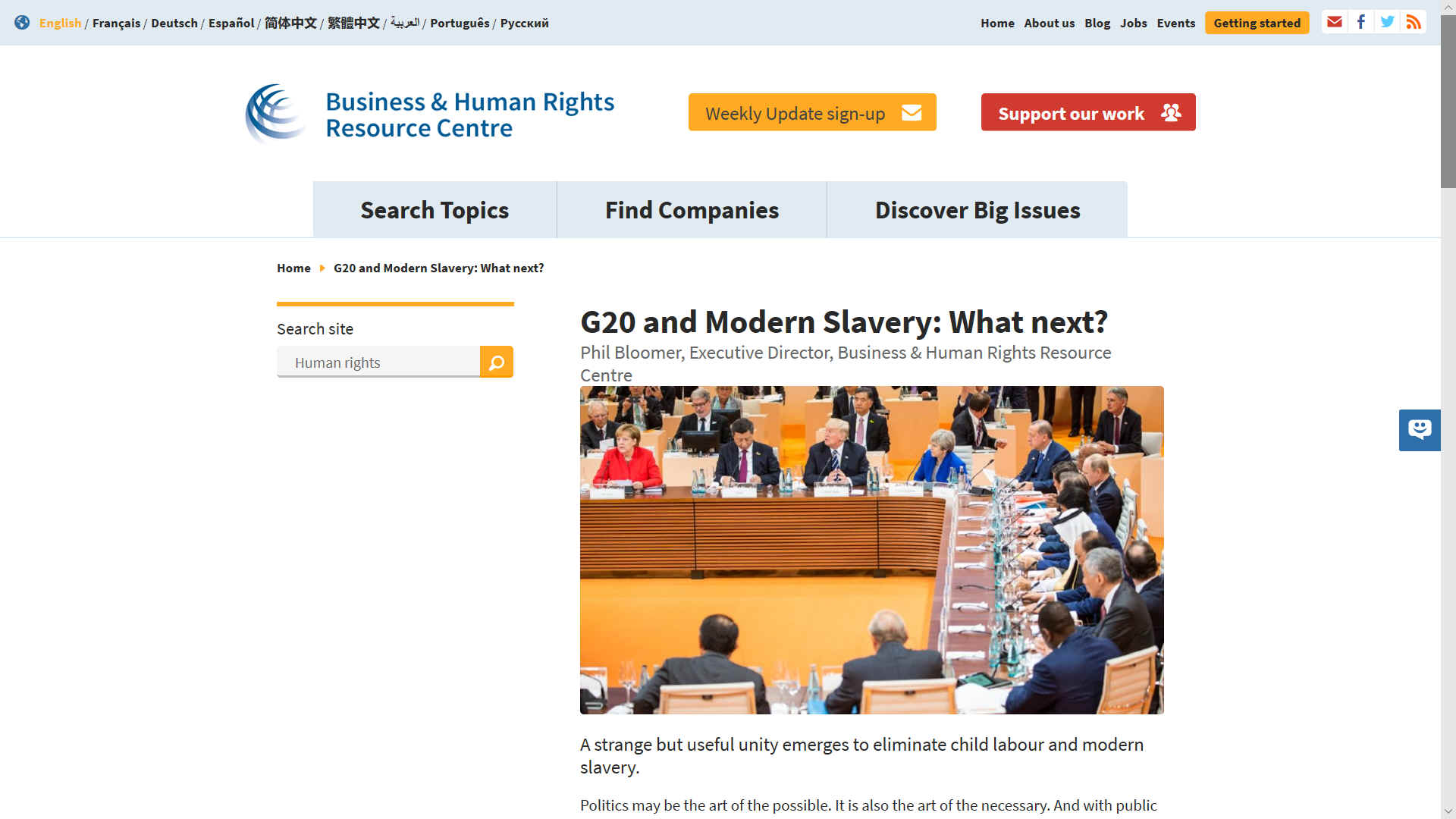 G20 human rights child labour, slavery and business