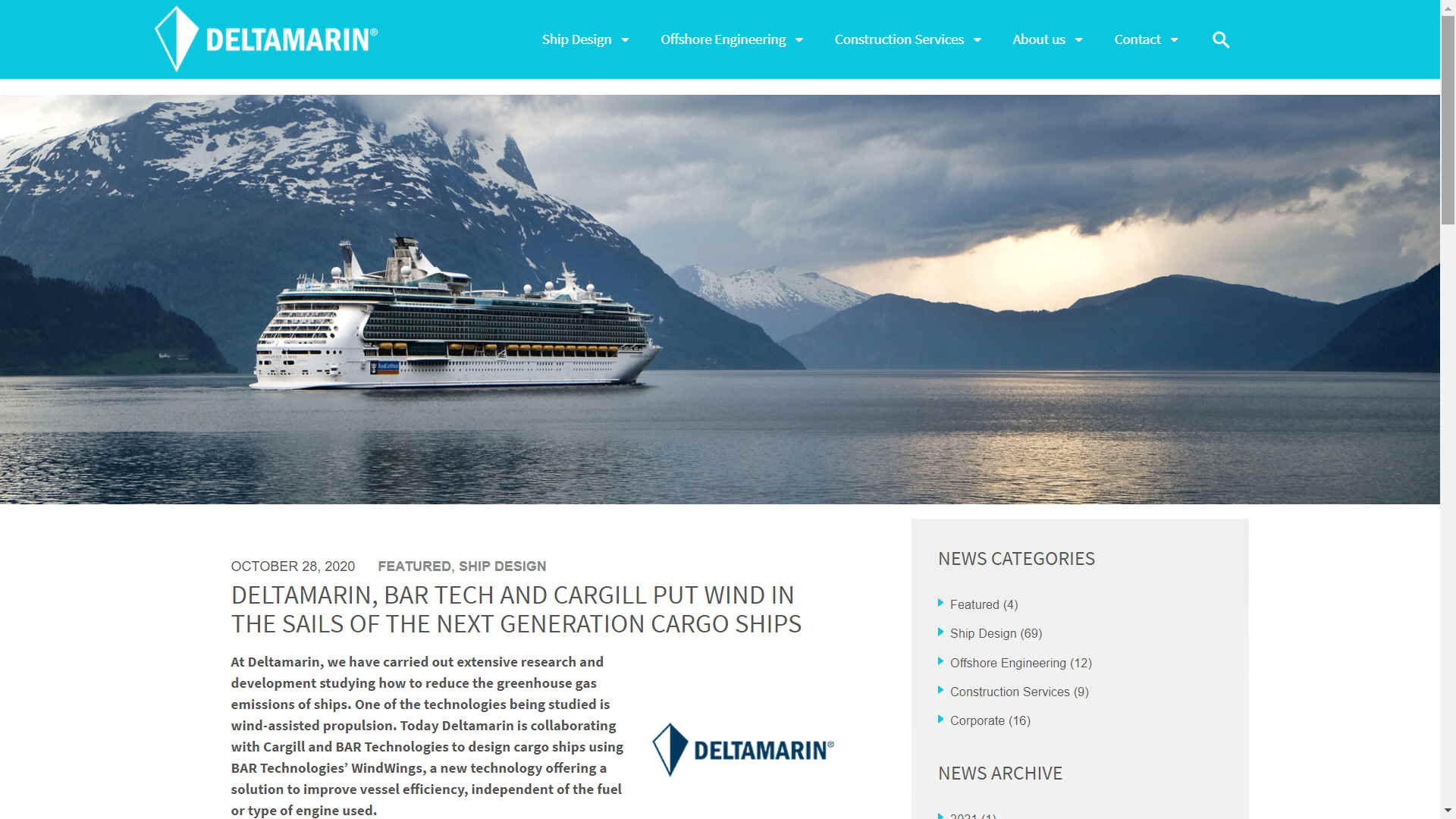 Deltamarin team up with BAR Technologies and Cargill for wind wing assisted cargo ships