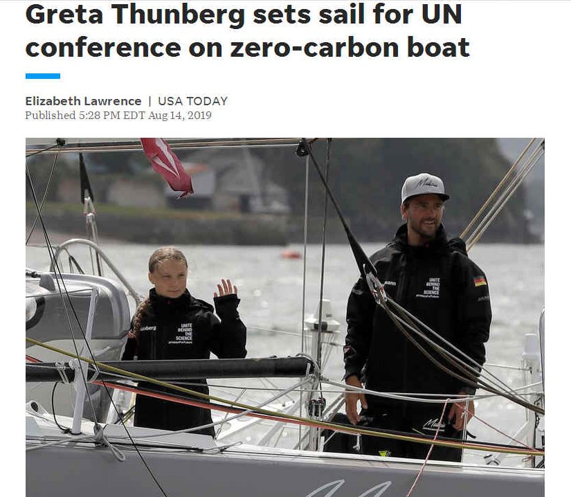 Greta Thunberg on zero carbon sailing boat