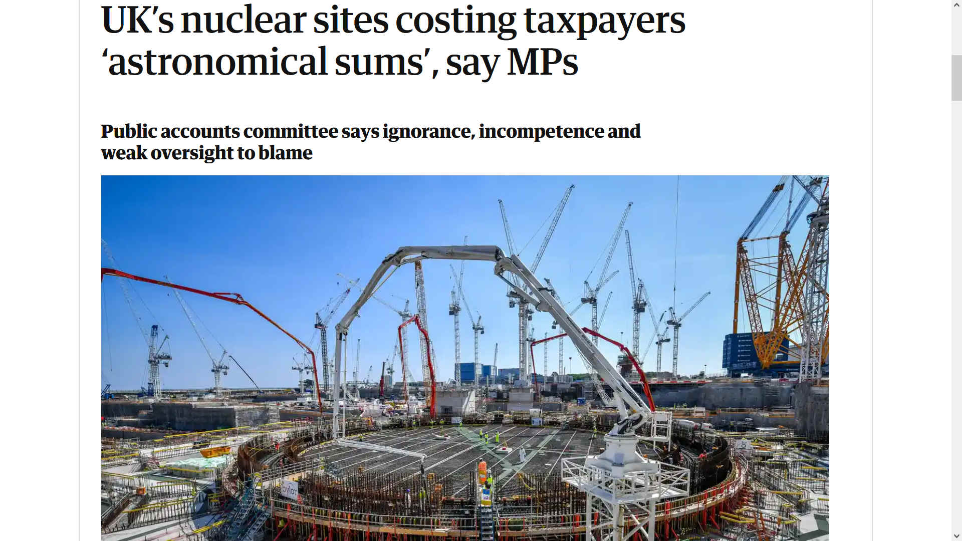 The Guardian 2020, cost of nuclear radiation £billions of pounds to taxpayer