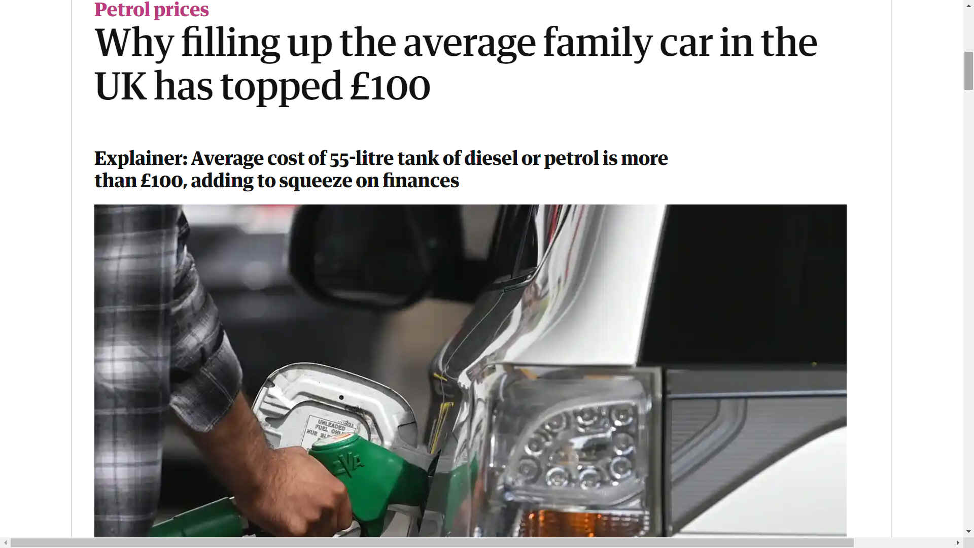 100 pounds for a tankful of petrol