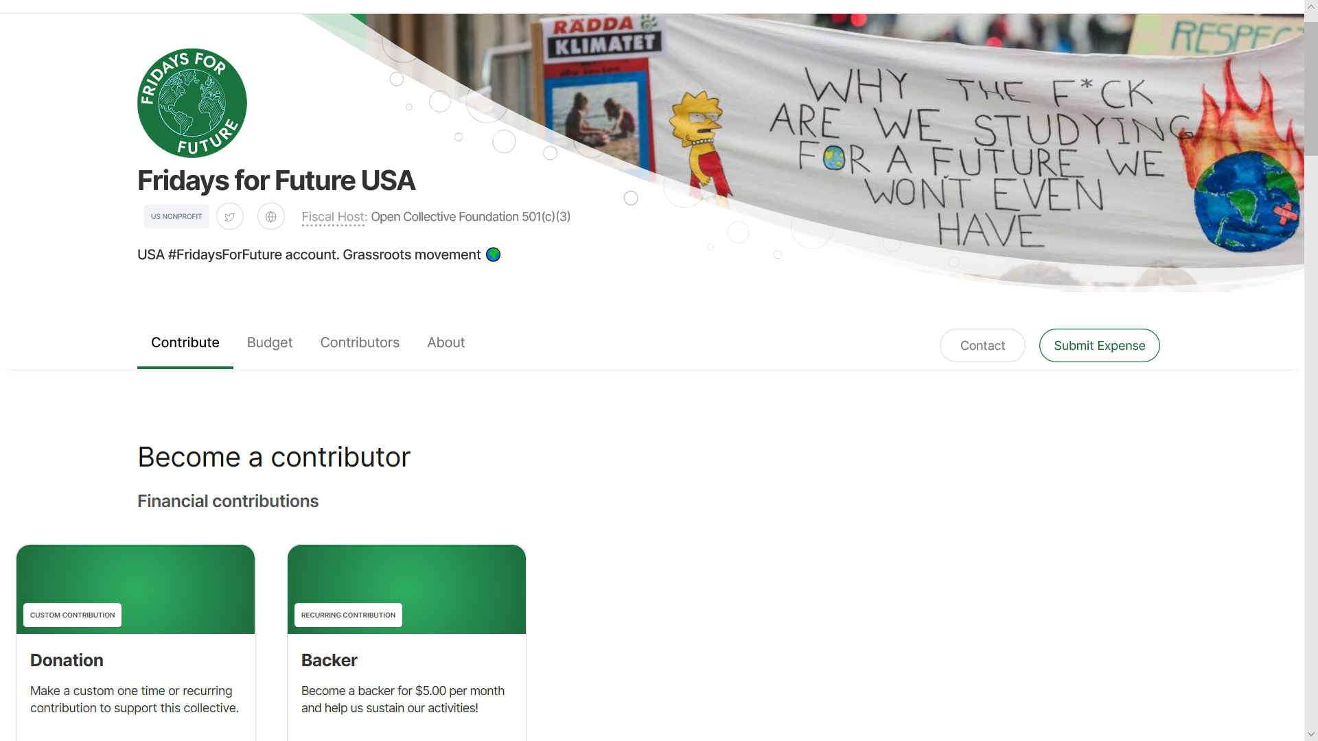 Open Collective donations to the cause Friday For Future