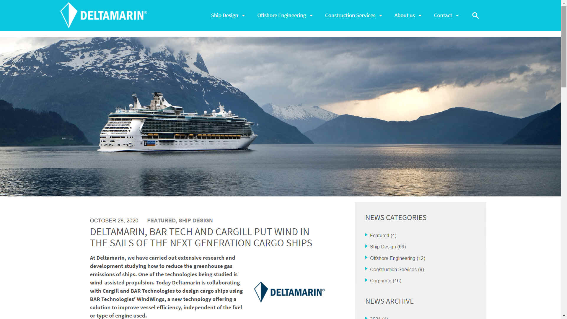 Deltamarin team up with BAR Technologies and Cargill for wind wing assisted cargo ships