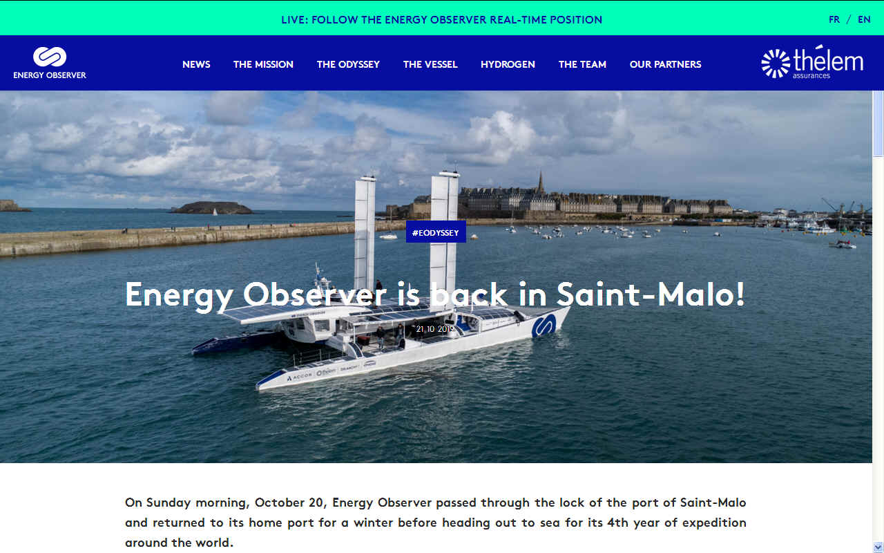 Energy Observer in Saint Malo, world hydrogen expedition