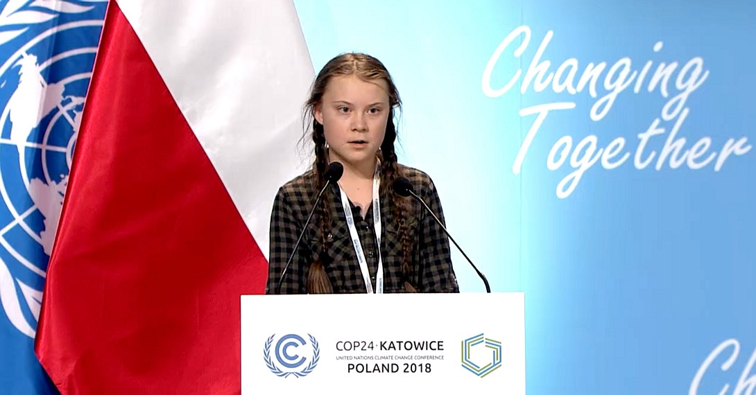 Greta Thunberg at the United Nations in Katowice, Poland 2018