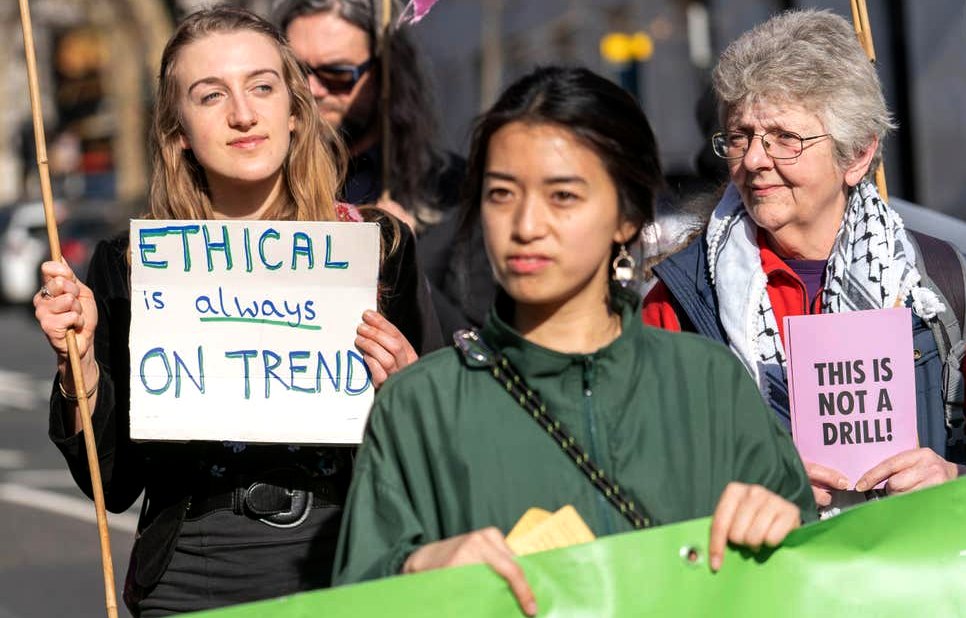 FAST FASHION CLOTHING WEEK LONDON PROTESTS EXTINCTION REBELLION